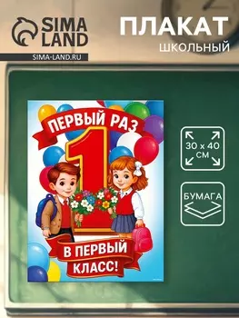 Плакат на 1 сентября «Первый раз, в первый класс» 3040 см