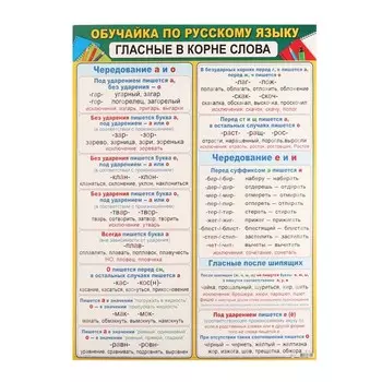 Плакат "Обучайка по Русскому языку. Гласные в корне слова" 50,5х69,7 см