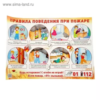 Плакат "Правила поведения при пожаре" А2