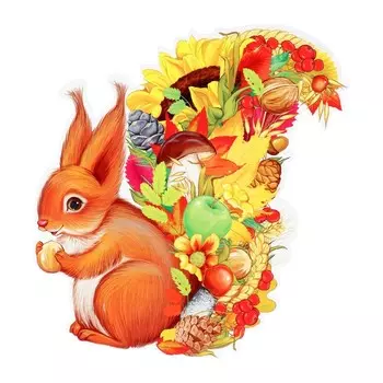 Плакат вырубной "Белка" яблоко, 15х13 см