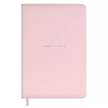 Планер школьный А5 80 листов "Плонже розовый", твёрдая обложка из искусственной кожи, тиснение фольгой, ляссе, справочный материал, блок 70 г/м2