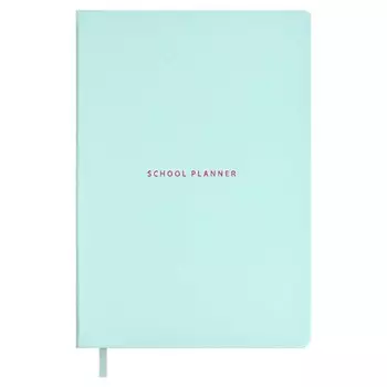 Планер школьный А5 80 листов "Плонже мятный", твёрдая обложка из искусственной кожи, тиснение фольгой, ляссе, справочный материал, блок 70 г/м2