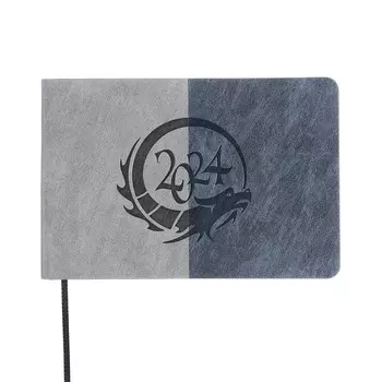 Планинг датированный 2024, 160х105мм, 64 листа Гонконг, твердый переплёт, искусственная кожа, блинтовое тиснение, белый офсет 80 г/м, графит + серый