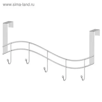 Планка навесная с пятью крючками 39 см, хром