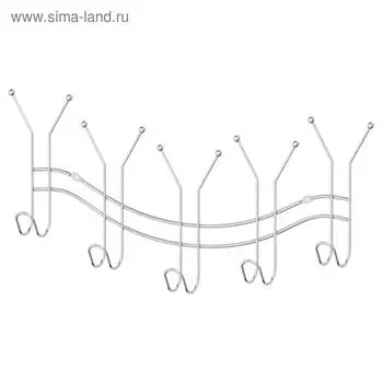 Планка с пятью двойными крючками-вешалками 50,5 см, хром