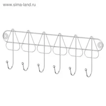Планка с шестью крючками 38,5 см, хром