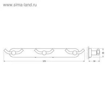 Вешалка Artwelle Harmonie, 3 двойных крючка, хром, 37 см