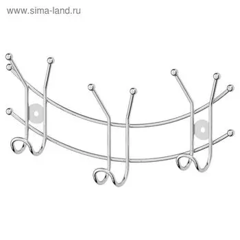 Планка с тремя двойными крючками-вешалками 26,5 см, хром