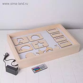 Планшет для рисования песком с цветной подсветкой, 40 60 см + гребень и трафарет