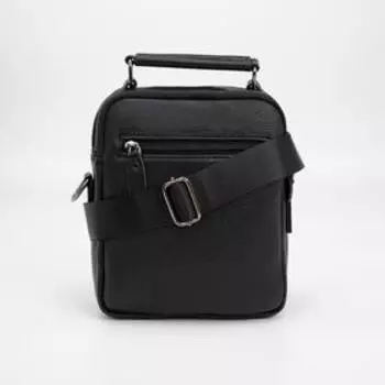 Сумка-планшет на молнии, 3 наружных кармана, длинный ремень, цвет чёрный