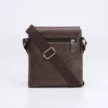 Планшет мужской на молнии, наружный карман, длинный ремень, цвет коричневый