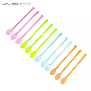 Пластиковые ложки, набор 12 шт., цвета МИКС