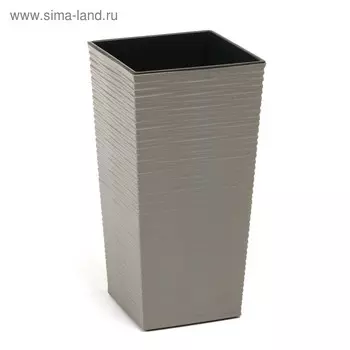 Пластиковый горшок с вкладкой «Финезия Эко Джуто», 25х25х46 см, цвет серый бетон
