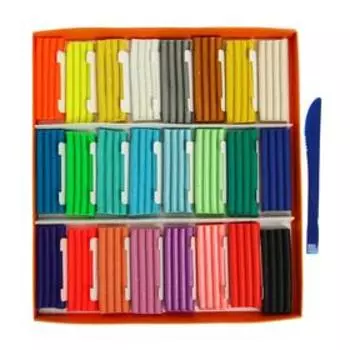 Пластилин 24 цвета 312 г (6 классических, 6 с блёстками, 6 перламутровых, 6 флуоресцентных) "Гамма" "Оранжевое солнце", со стеком