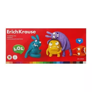 Пластилин 24 цвета, 432 г, ErichKrause "Jolly Friends", со стеком, в картонной упаковке