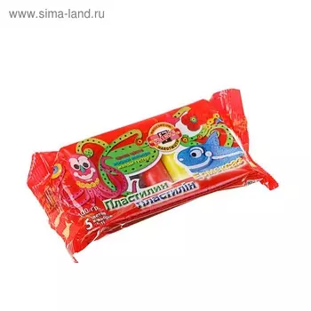 Пластилин 5 цветов, 100 г, в пластике