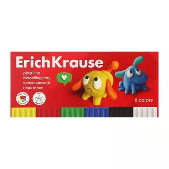 Пластилин 6 цветов, 108 г, ErichKrause "Jolly Friends", со стеком, в картонной упаковке
