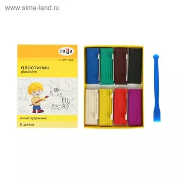 Пластилин 8 цветов 112 г "Юный художник", со стеком