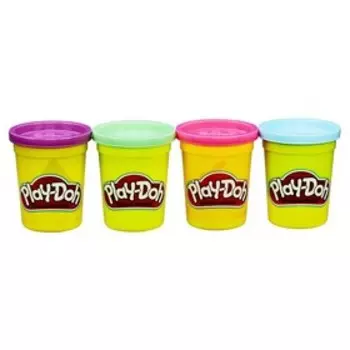 Пластилин для лепки, набор 4 баночки, МИКС