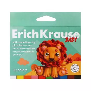 Пластилин мягкий 10 цветов, 150 г, ErichKrause "Baby", на растительно основе, с Алоэ Вера , европодвес