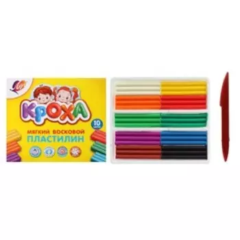 Пластилин мягкий (восковой) «Луч. Кроха», 10 цветов, 150 г, со стеком