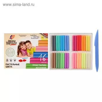 Пластилин мягкий восковой, 16 цветов 240 г "Школа творчества"
