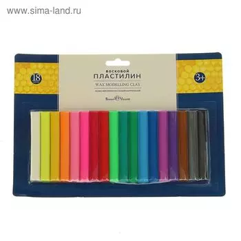 Пластилин мягкий (восковой) 18 цветов 300 г, BrunoVisconti Multicolor, в блистере