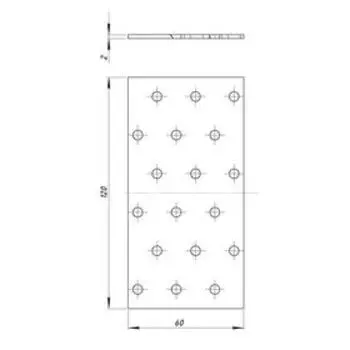 Пластина крепёжная, 60х120х2 мм, цинк, в упаковке 50 шт.