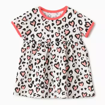 Платье Bloom Baby Сердца с коротким рукавом, размер 62 см, цвет молочный