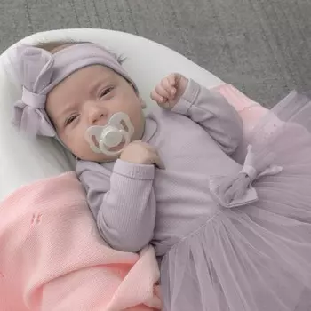 Платье-боди для девочки KinDerLitto «Трио», с повязкой на голову, рост 56-62 см, цвет пыльная сирень