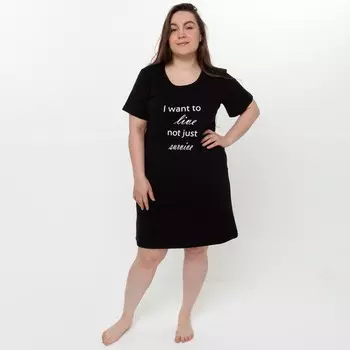 Сорочка ночная женская Ohana market, чёрная, принт LIVE, размер 46