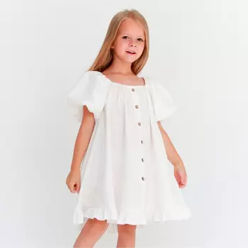 Платье детское KAFTAN Cute, размер 32 (110-116 см), белое