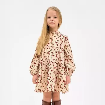 Платье детское KAFTAN «Цветы», размер 30 (98-104 см), бежевое