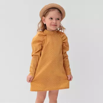 Платье детское MINAKU: Cotton collection, горчичное, рост 152 см