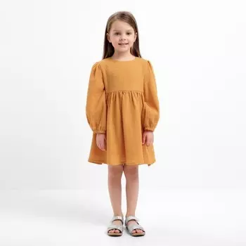 Платье детское с длинным рукавом KAFTAN «Муслин», размер 26 (80-86 см), горчичное