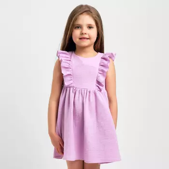 Платье детское с рюшей KAFTAN «Муслин», размер 32 (110-116 см), лиловое