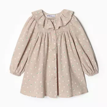 Платье детское с воротником KAFTAN, размер 30 (98-104 см), бежевое