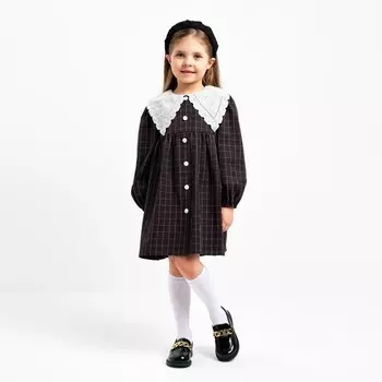 Платье детское с воротником KAFTAN, размер 32 (110-116 см), цвет черный