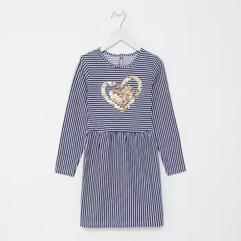 Платье для девочик А.9-53-2., цвет белый/синий, рост 128