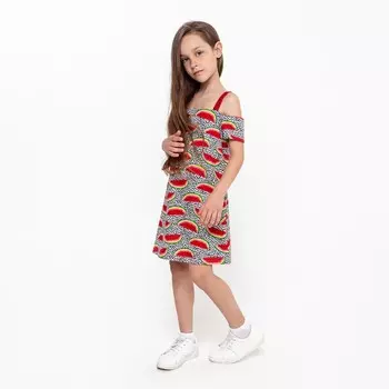 Платье для девочки, цвет белый/черный, рост 110 см