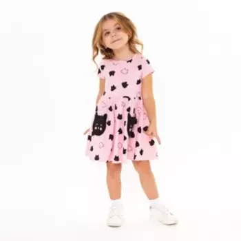 Платье для девочки, цвет чёрный/розовый, рост 128
