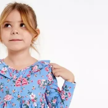 Платье для девочки, цвет голубой/розы, рост 98 см