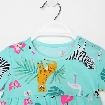 Платье для девочки, цвет голубой/зебры, рост 98см