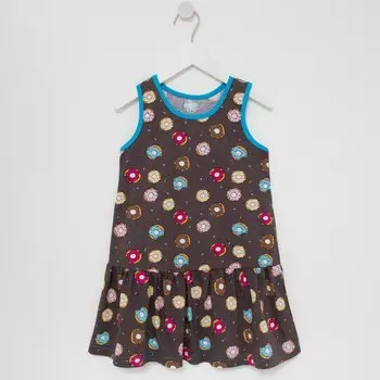 Сарафан для девочки, цвет коричневый/пончик, рост 128 см