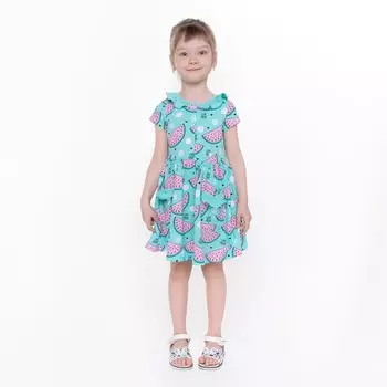 Платье для девочки, цвет мятный/белый/розовый, рост 104