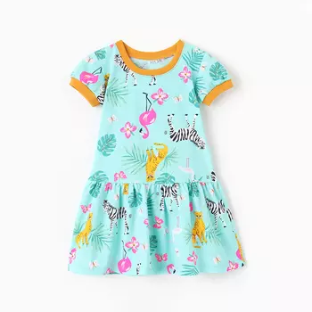 Платье для девочки, цвет мятный/зверята, рост 92 см