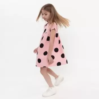 Платье для девочки, цвет розовый/горох, рост 122 см