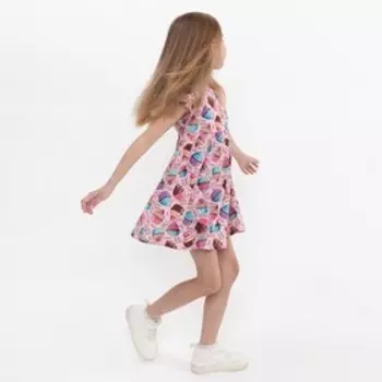 Платье для девочки, цвет розовый/сердца, рост 122 см