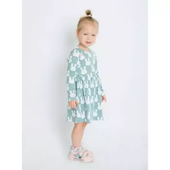 Платье для девочки, цвет серо-зелёный, рост 104 см