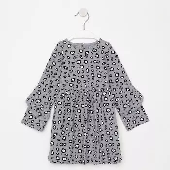 Платье для девочки, цвет серый/леопард, рост 92